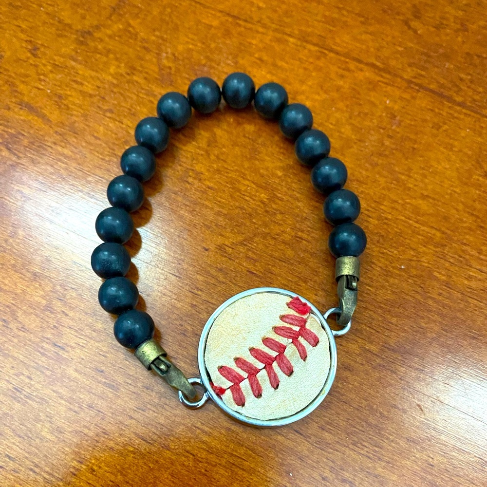 Baseball Medallion Beaded Bracelet